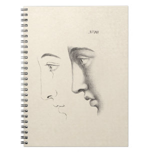 Handsome Man's Profile Antique French Engraving Notebook