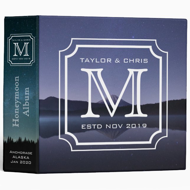 Handsome Monogram Beautiful Landscape Photo Simple Binder (Front/Spine)