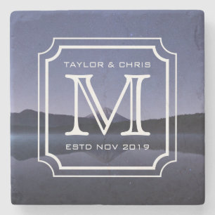Handsome Monogram Beautiful Landscape Photo Simple Stone Coaster