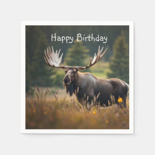 Handsome Moose Birthday Napkin