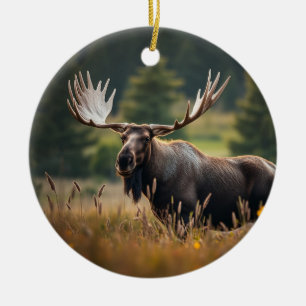 Handsome Moose Ceramic Ornament