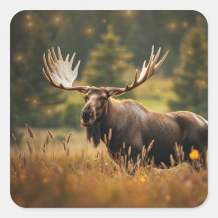 Handsome Moose Square Sticker