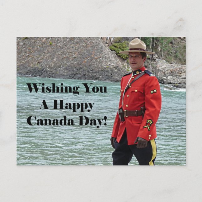Handsome Mountie Happy Canada Day Funny Photo Postcard (Front)