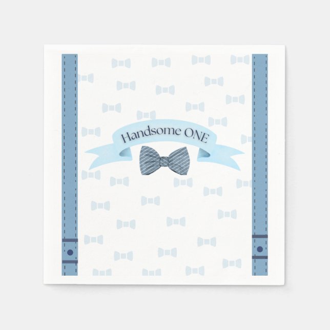 Handsome One Baby Boy First Birthday Party Napkins (Front)