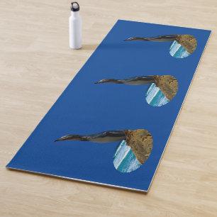 Handsome Penguin On Beach Rocks, Yoga Mat