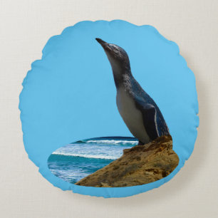 Handsome Penguin, Round Pillow