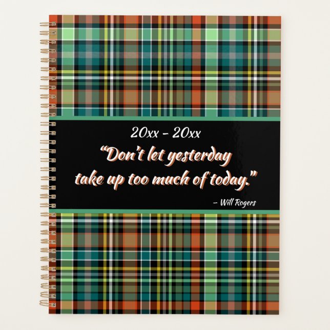 Handsome Plaid Motivational Personalized Planner (Front)