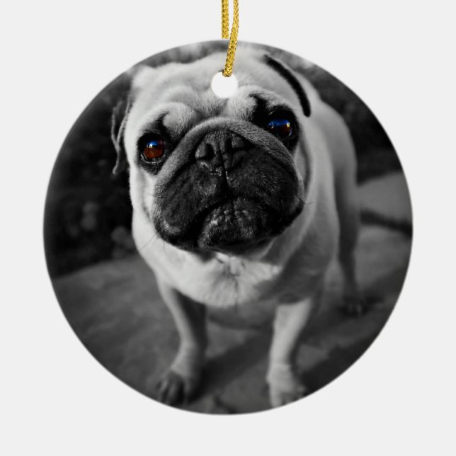 Handsome Pug Ceramic Ornament (Front)