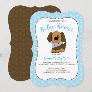 Handsome Puppy Dog Boy Baby Shower Invitation