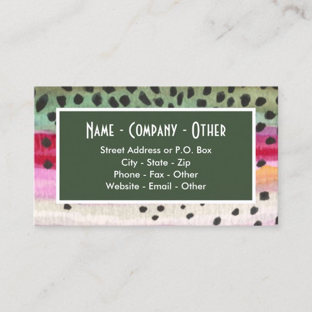 Handsome Rainbow Trout Fishing Business Card (Front)