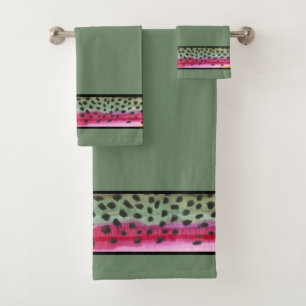 Handsome Rainbow Trout Fly Fishing Bath Towel Set