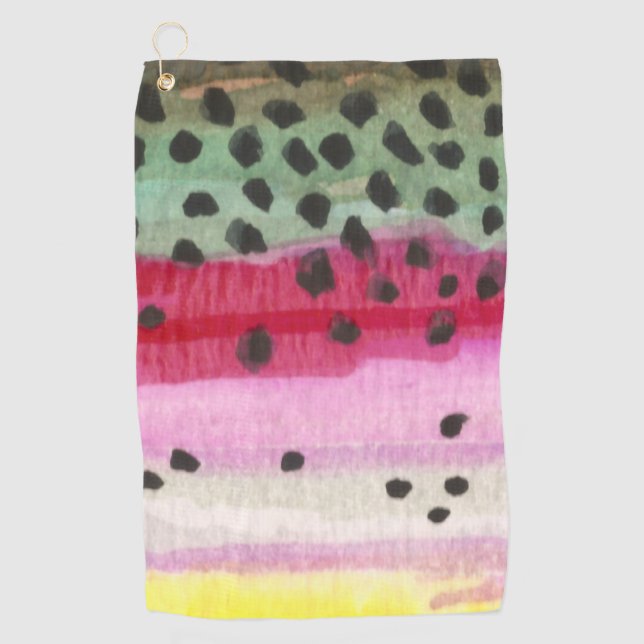 Handsome Rainbow Trout Skin Golf Towel (Front)
