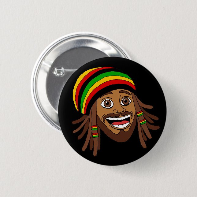 Handsome Rasta Man 2 Inch Round Button (Front & Back)