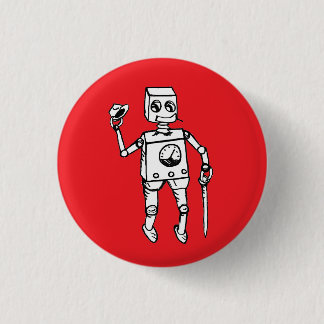 Handsome Robot by Fred Wilder on Red 1 Inch Round Button