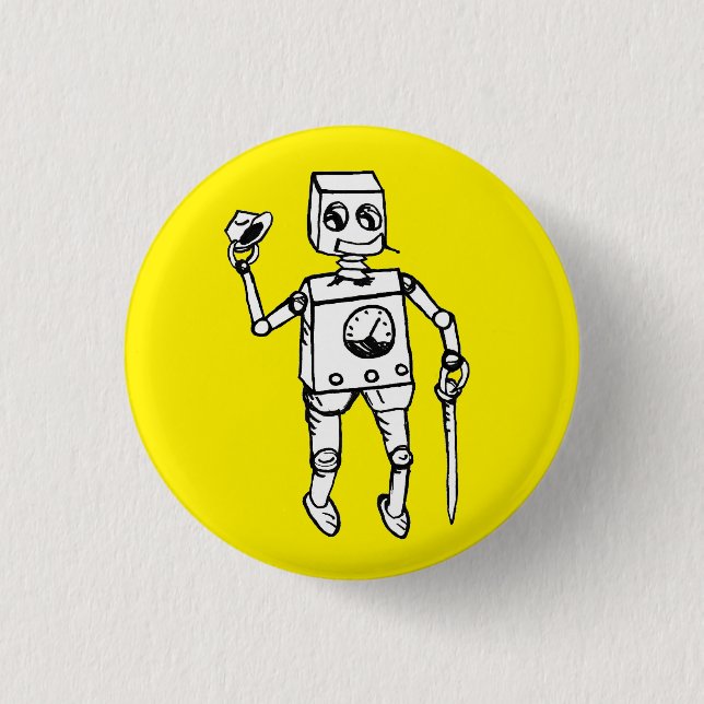 Handsome Robot by Fred Wilder on Yellow 1 Inch Round Button (Front)