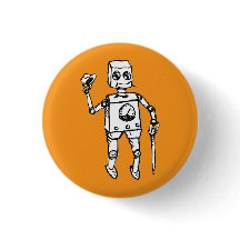 Handsome Robot on a Orange Field the