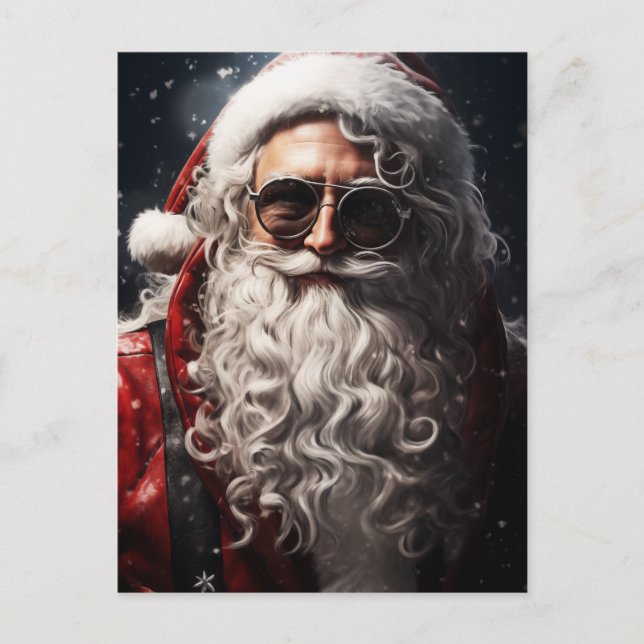 Handsome Santa Portrait Holiday Postcard (Front)