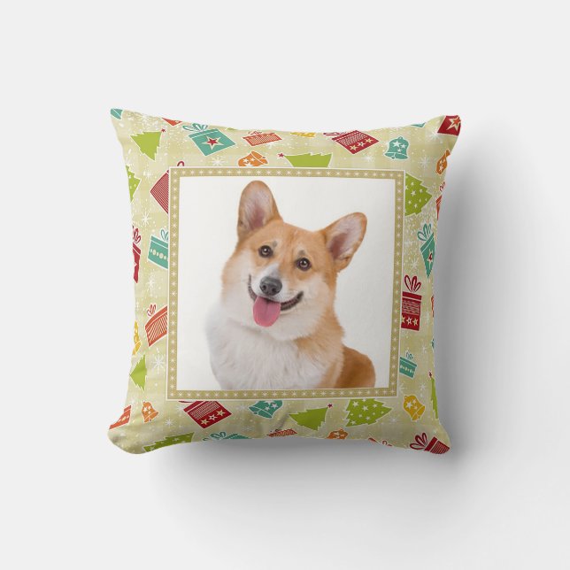 Handsome Smiling Corgi Throw Pillow (Front)