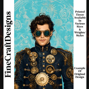 Handsome Steampunk Man Ornate Jacket P5 Decoupage Tissue Paper