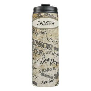 Handsome Tan And Black Senior Typography  Thermal Tumbler