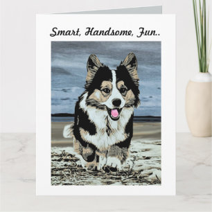 Handsome Tricolor Corgi Father's Day Greeting Card