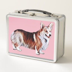 Handsome Tricolor Welsh Corgi Metal Lunch Box