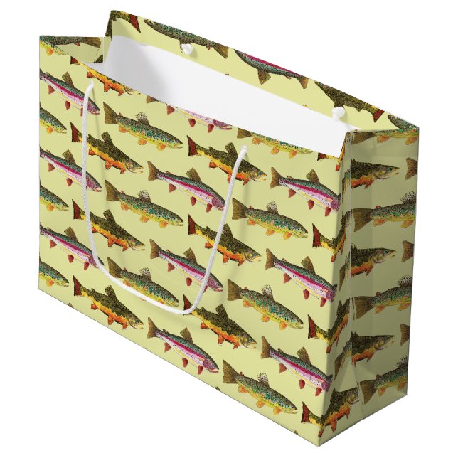 Handsome Trout Fishing, Ichthyology Large Gift Bag (Front Angled)