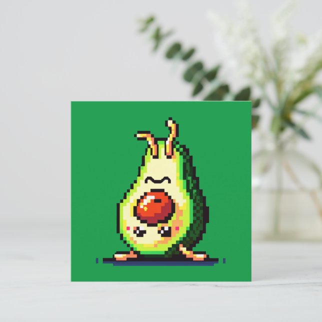 Handstand Avocado: 8-Bit Fitness Fun Card (Standing Front)