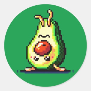 Handstand Avocado: 8-Bit Fitness Fun Classic Round Sticker