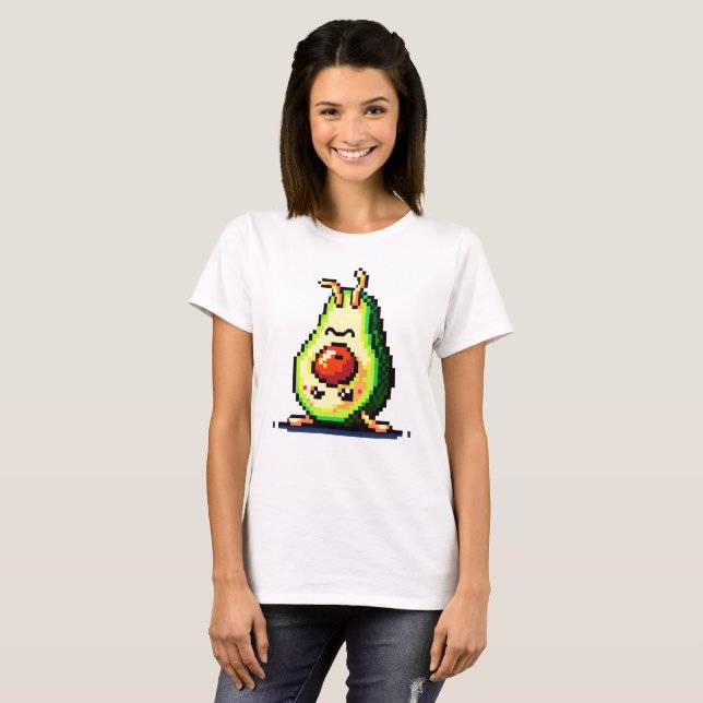 Handstand Avocado: 8-Bit Fitness Fun T-Shirt (Front Full)