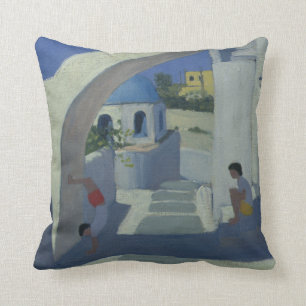 Handstand Santorini Throw Pillow