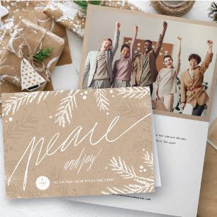 Handwrite Rustic Peace Joy Corporate Holiday Card