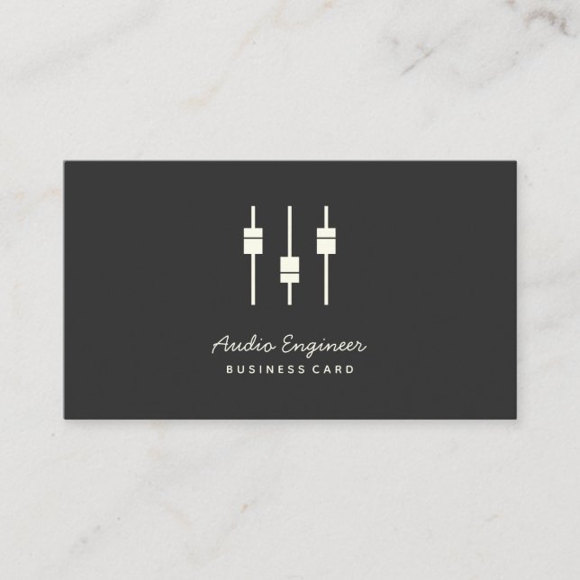Handwriting Audio Engineer | Cream & Charcoal Business Card (Front)