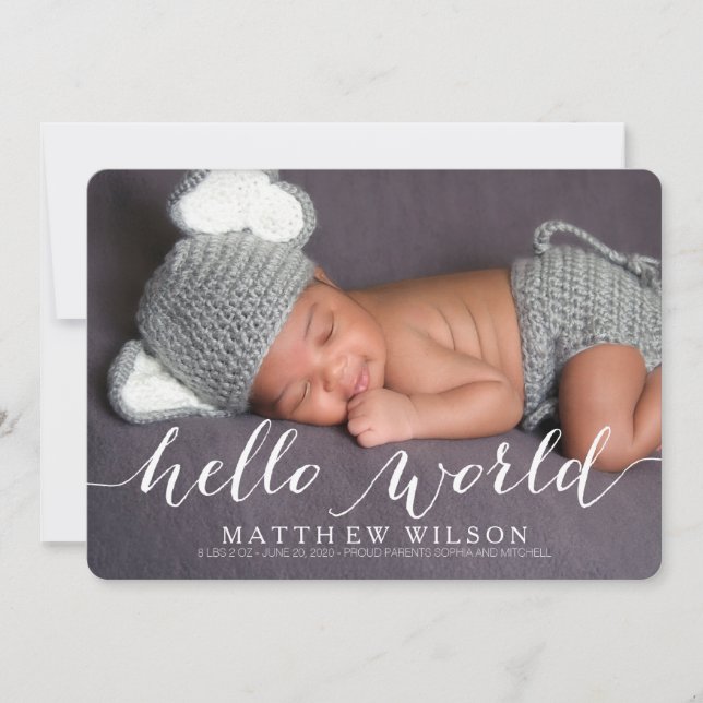 Handwriting Baby Birth Announcement Photo Card (Front)