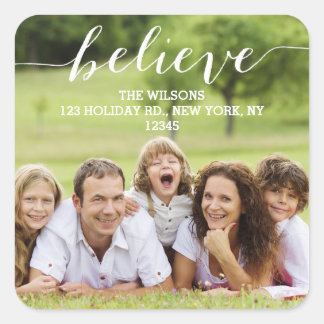 Handwriting Believe | Holiday Photo Address Label