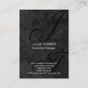 Handwriting Black Monogram Grey Unique Business Card