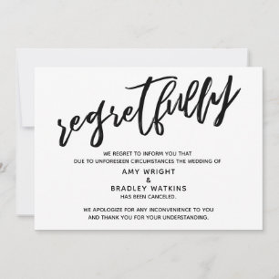 Handwriting Cancelled Wedding Announcement Regrets