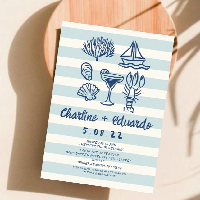 Handwriting Coast  Retro Wedding invitation (Creator Uploaded)