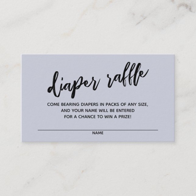 Handwriting Diaper Raffle Ticket Dusty Blue Enclosure Card (Front)