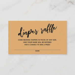 Handwriting Diaper Raffle Ticket Light Orange Enclosure Card