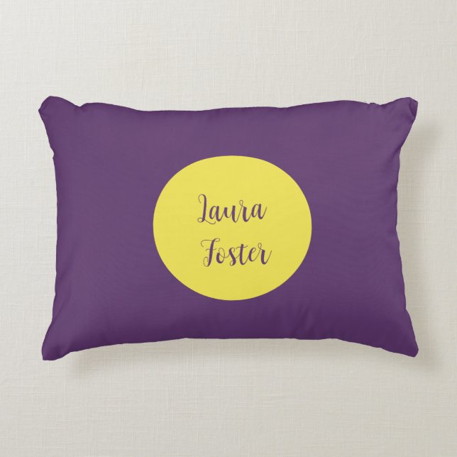 Handwriting Elegant Name Indigo & Yellow Colour Accent Pillow (Front)