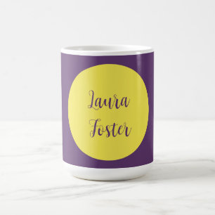 Handwriting Elegant Name Indigo & Yellow Colour Coffee Mug