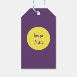 Handwriting Elegant Name Indigo & Yellow Colour Gift Tags