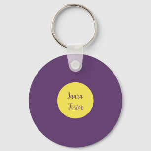 Handwriting Elegant Name Indigo & Yellow Colour Keychain