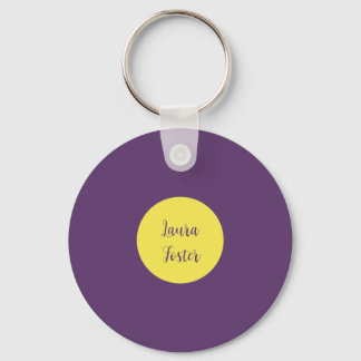 Handwriting Elegant Name Indigo & Yellow Colour Keychain