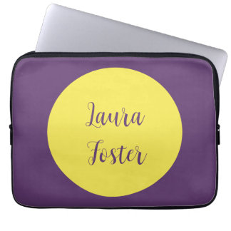 Handwriting Elegant Name Indigo & Yellow Colour Laptop Sleeve