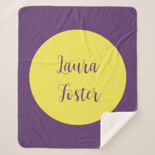 Handwriting Elegant Name Indigo & Yellow Colour Sherpa Blanket