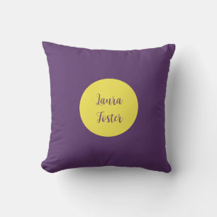 Handwriting Elegant Name Indigo & Yellow Colour Throw Pillow
