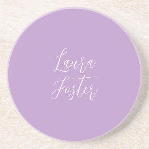 Handwriting Elegant Name Lilac Colour Coaster