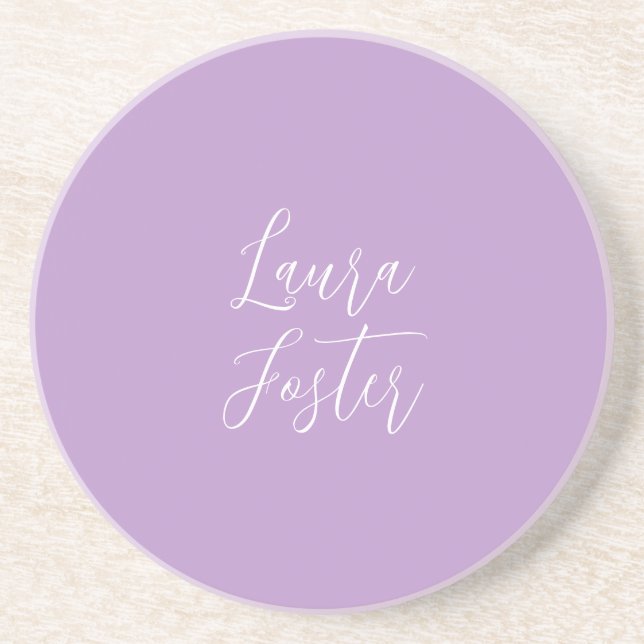 Handwriting Elegant Name Lilac Colour Coaster (Front)